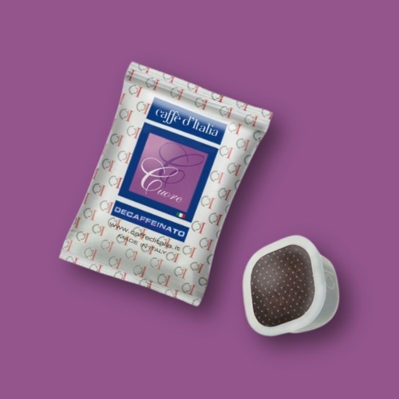 Kafe kapsula espreso bez kofeina Cuore decaffeinato Caffe d'Italia